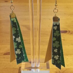 Shamrock Green and Gold Drop Earrings